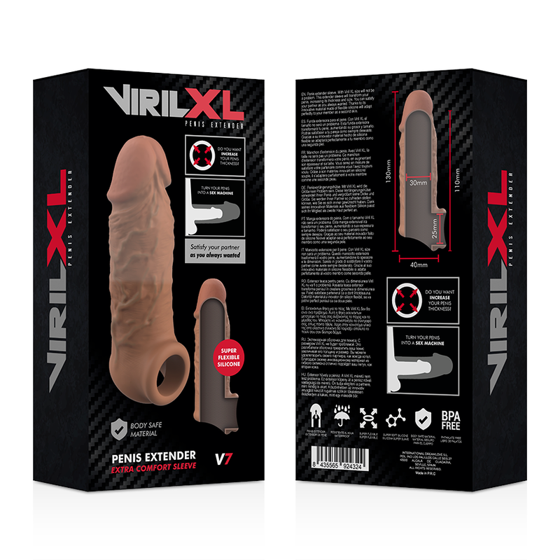 VIRILXL EXTENSIONE PENE SILICONE V7 MARRONE  