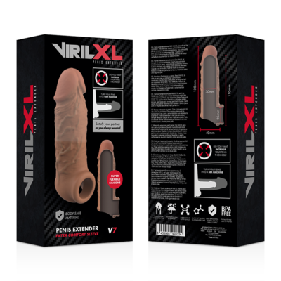 VIRILXL EXTENSIONE PENE SILICONE V7 MARRONE 