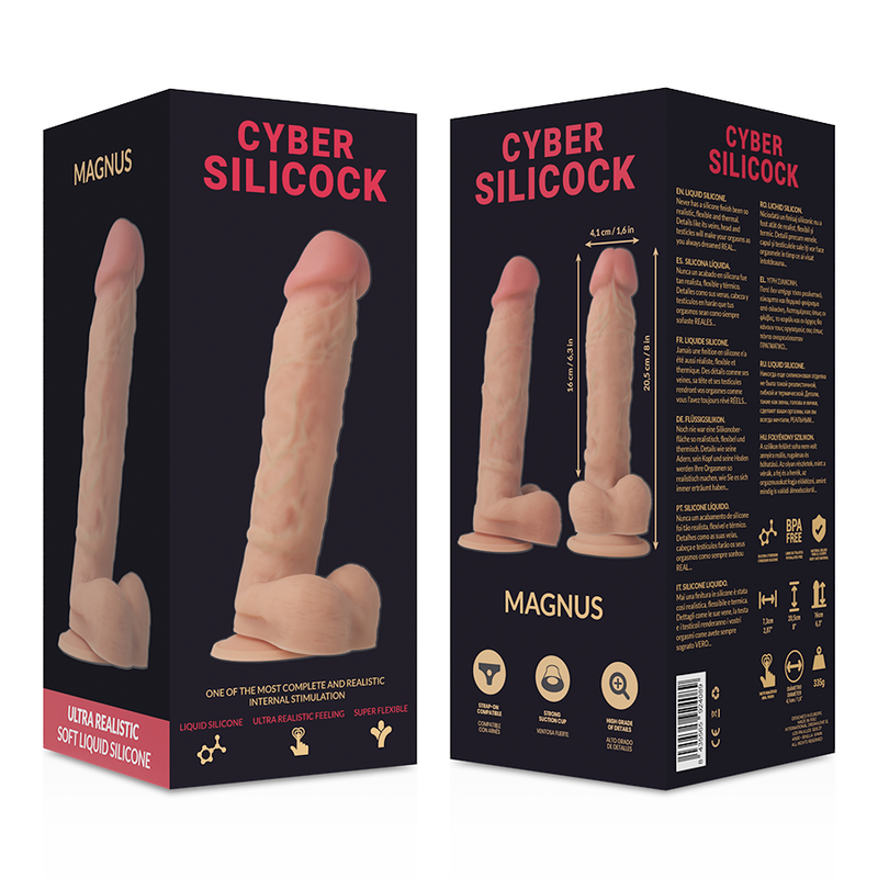 CYBER SILICOCK STRAP-ON MAGNUS SILICONE LIQUIDO CON 3 ANELLI FREE  