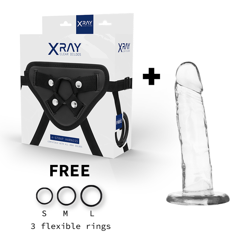 XRAY ARNÉS + DILDO TRANSPARENTE 18CM X 4CM  