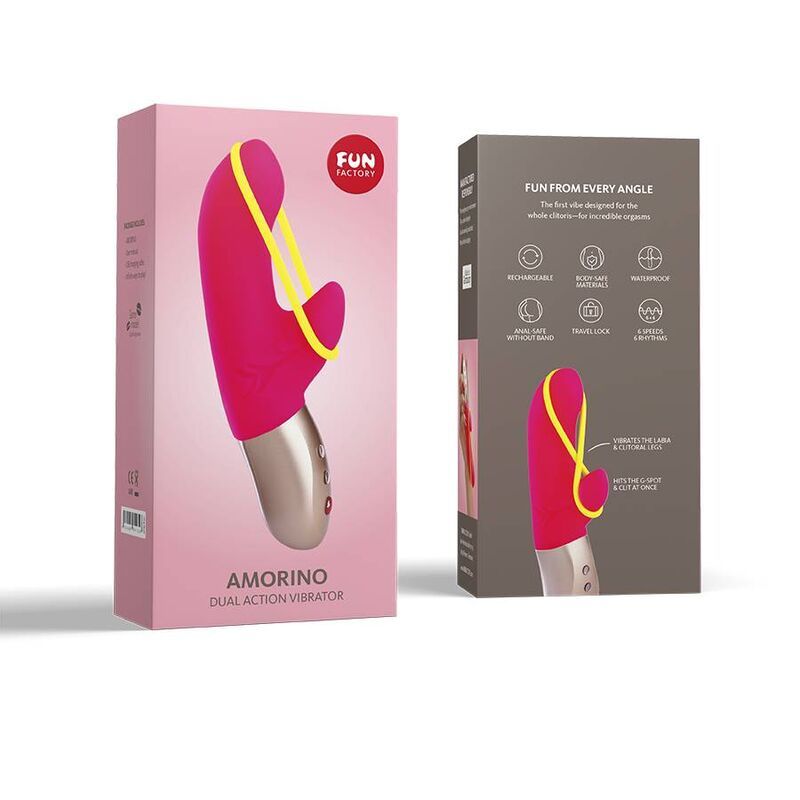 FUN FACTORY - AMORINO MINI VIBRATOR PINK & NEON YELLOW  