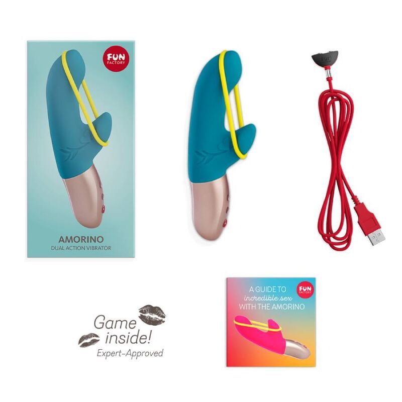 FUN FACTORY - AMORINO MINI VIBRATOR PETROL & NEON YELLOW  