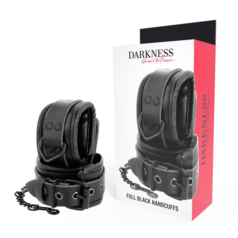 DARKNESS LEATHER WRIST RESTRAINTS BLACK  