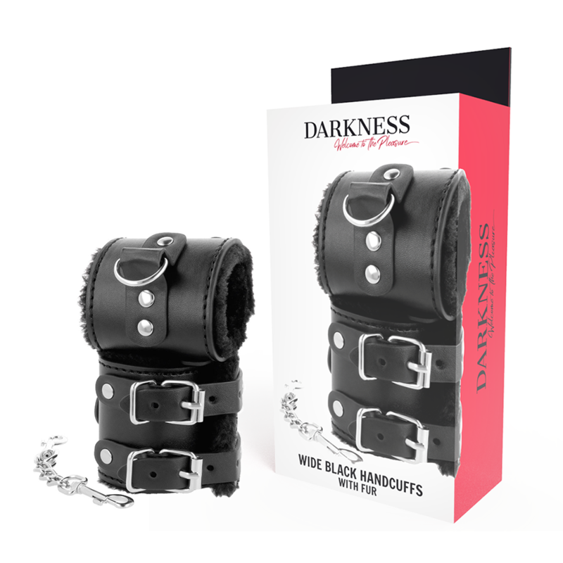 DARKNESS  WRIST RESTRAINTS BLACK WITH FUR