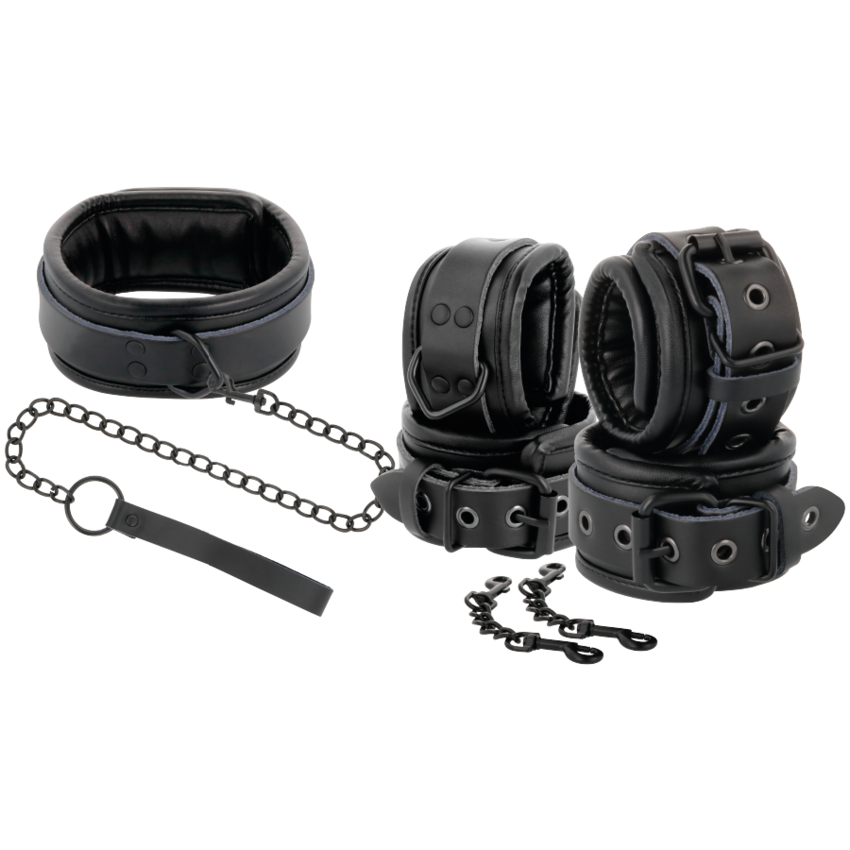 DARKNESS LEATHER AND HANDCUFFS BLACK  