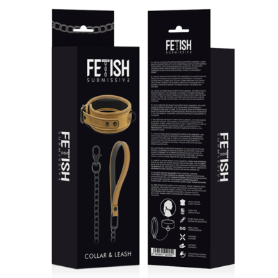 FETISH SUBMISSIVE ORIGEN COLLAR CON CADENA CON FORRO DE NEOPRENO 