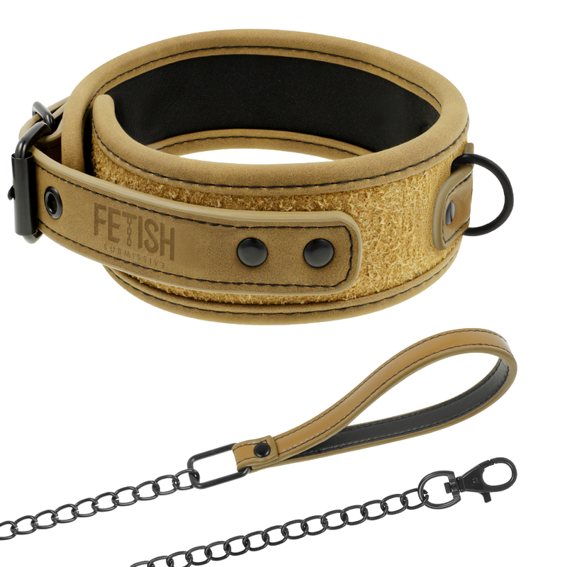 FETISH SUBMISSIVE ORIGEN COLLAR CON CADENA CON FORRO DE NEOPRENO  