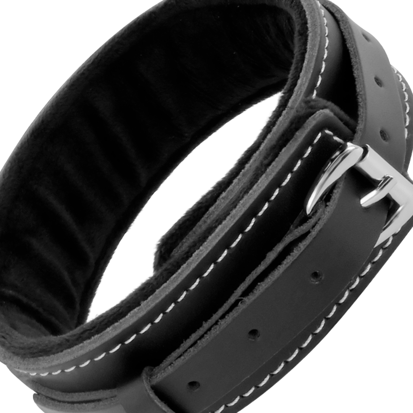 DARKNESS BLACK FURRY COLLAR WITH LEASH  