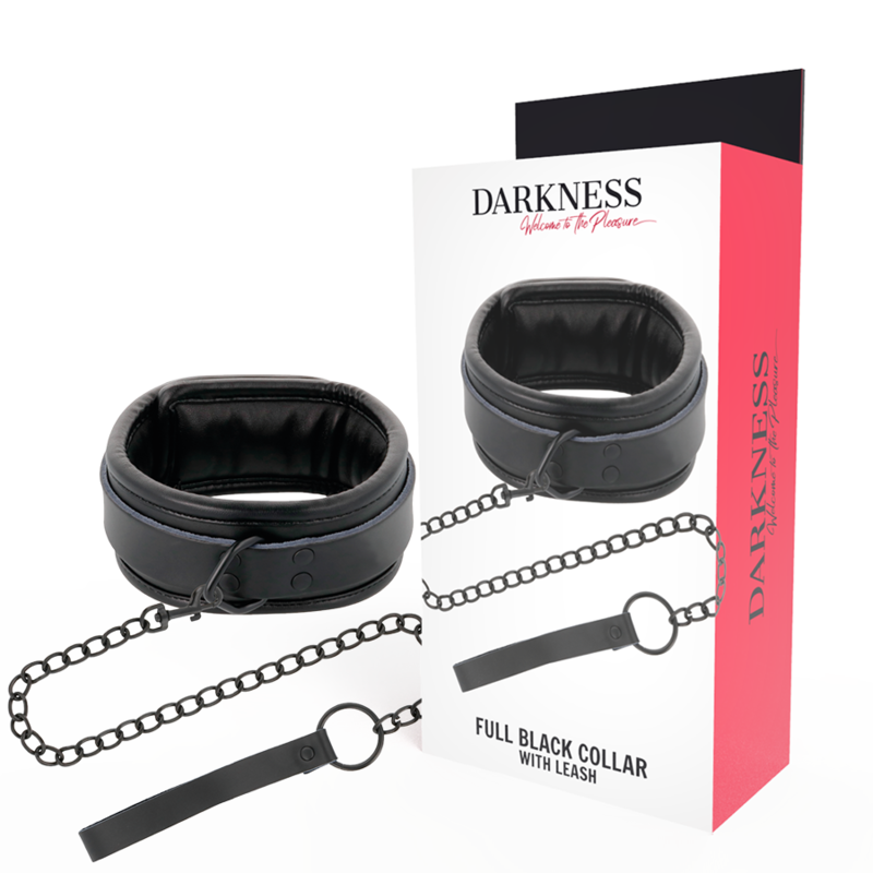 DARKNESS FULL BLACK COLLAR WITH LEASH  