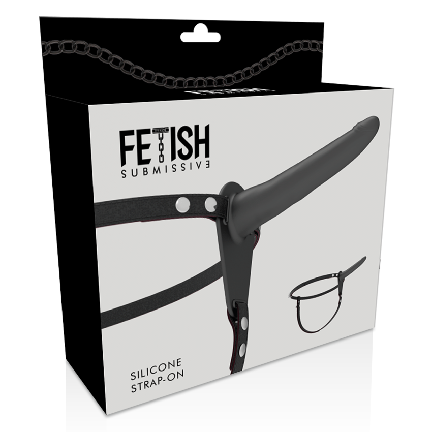 FETISH SUBMISSIVE ARNÉS SILICONA NEGRO 15CM  