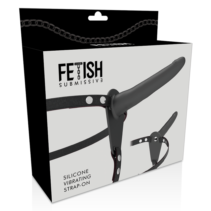 FETISH SUBMISSIVE HARNESS VIBRATORE SILICONE NERO 15CM  