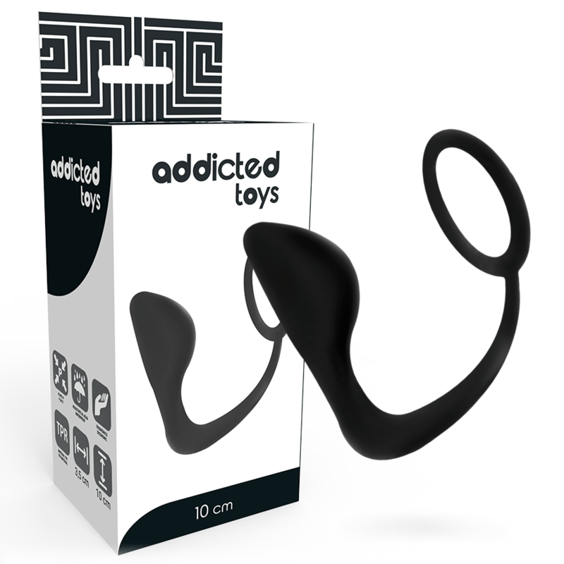 PLUG ANALE CON GIOCATTOLI addicted CON ANELLO PENE NERO  