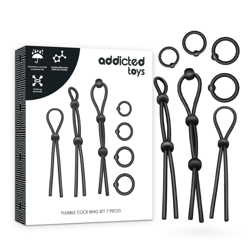 ADDICTED TOYS SET DI ANELLI PER CAZZO IN SILICONE FLESSIBILE 7 PEZZI