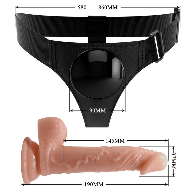 PRETTY LOVE - HARNESS SLIP HARNESS UNIVERSALE CON DILDO KEVIN 19 CM NATURALE  