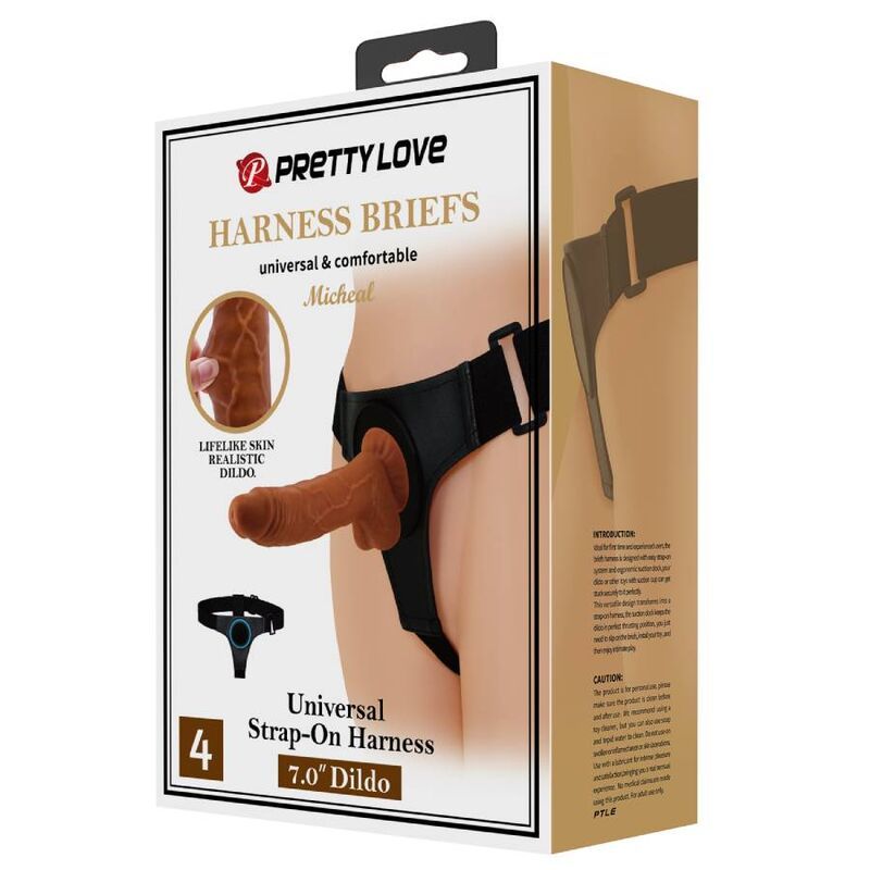 PRETTY LOVE - HARNESS SLIP HARNESS UNIVERSALE CON DILDO MICHEAL 20 CM NERO  