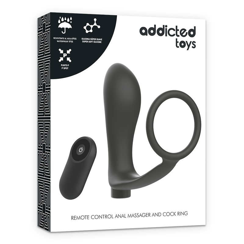 ANELLO PENE CON TELECOMANDO ADDICTED TOYS PLUG ANALE NERO RICARICABILE  