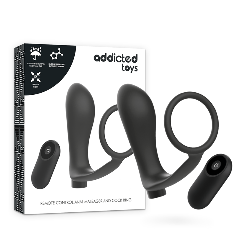 ANELLO PENE CON TELECOMANDO ADDICTED TOYS PLUG ANALE NERO RICARICABILE