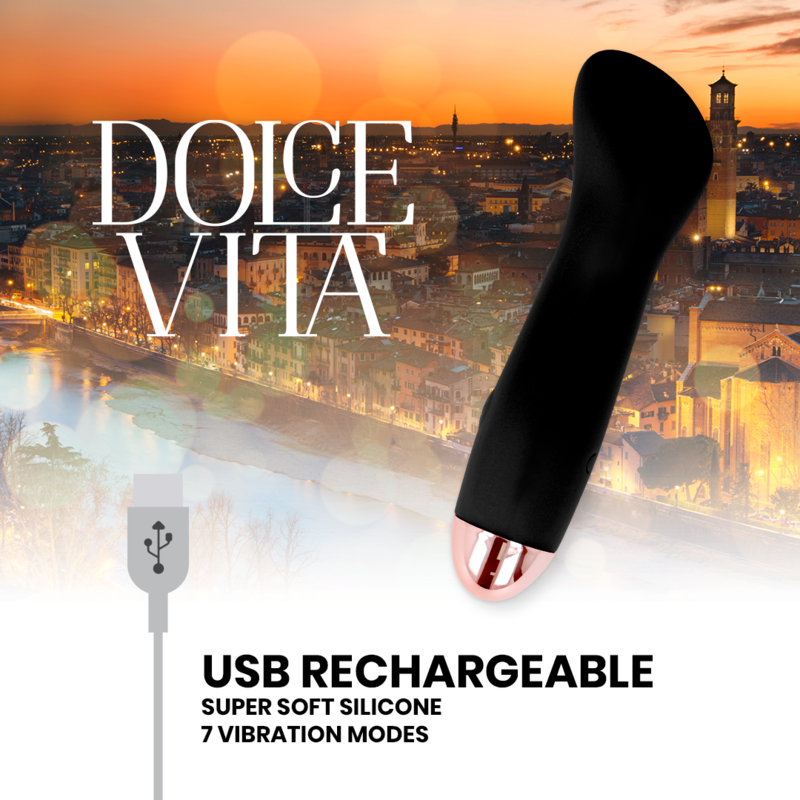 VIBRATORE RICARICABILE DOLCE VITA ONE BLACK 10 VELOCITÀ  