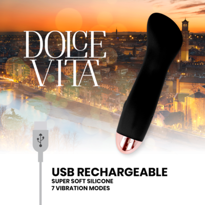 VIBRATORE RICARICABILE DOLCE VITA ONE BLACK 10 VELOCITÀ 