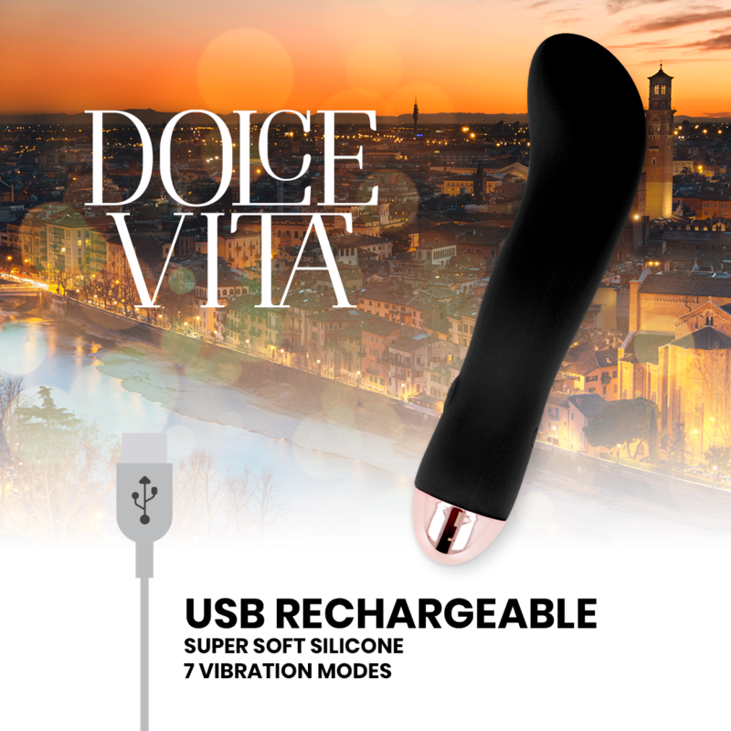 VIBRATORE RICARICABILE DOLCE VITA DUE NERO 7 VELOCITÀ  