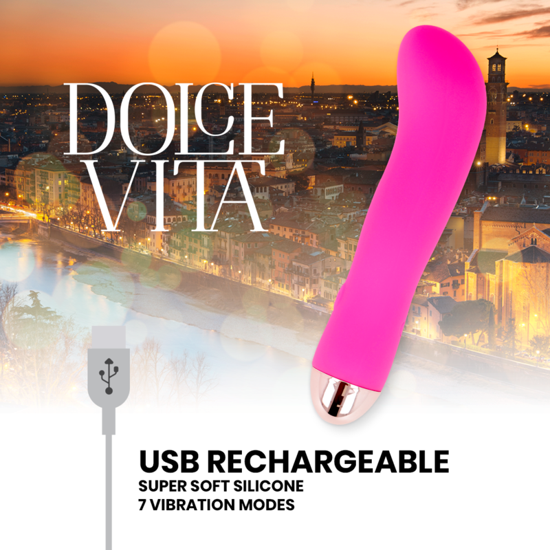 VIBRATORE RICARICABILE DOLCE VITA ROSA A 7 VELOCITÀ  