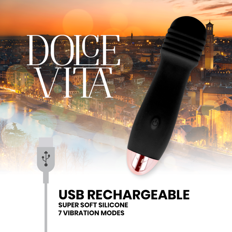 VIBRATORE RICARICABILE DOLCE VITA TRE NERO A 7 VELOCITÀ  