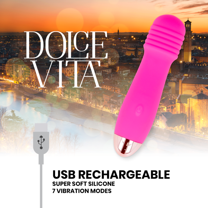 VIBRATORE RICARICABILE DOLCE VITA TRE ROSA 7 VELOCITÀ  