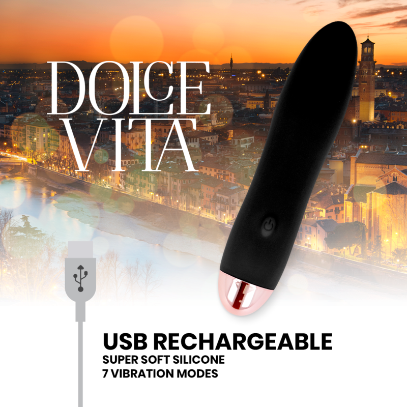 VIBRATORE RICARICABILE DOLCE VITA QUATTRO NERO A 7 VELOCITÀ  