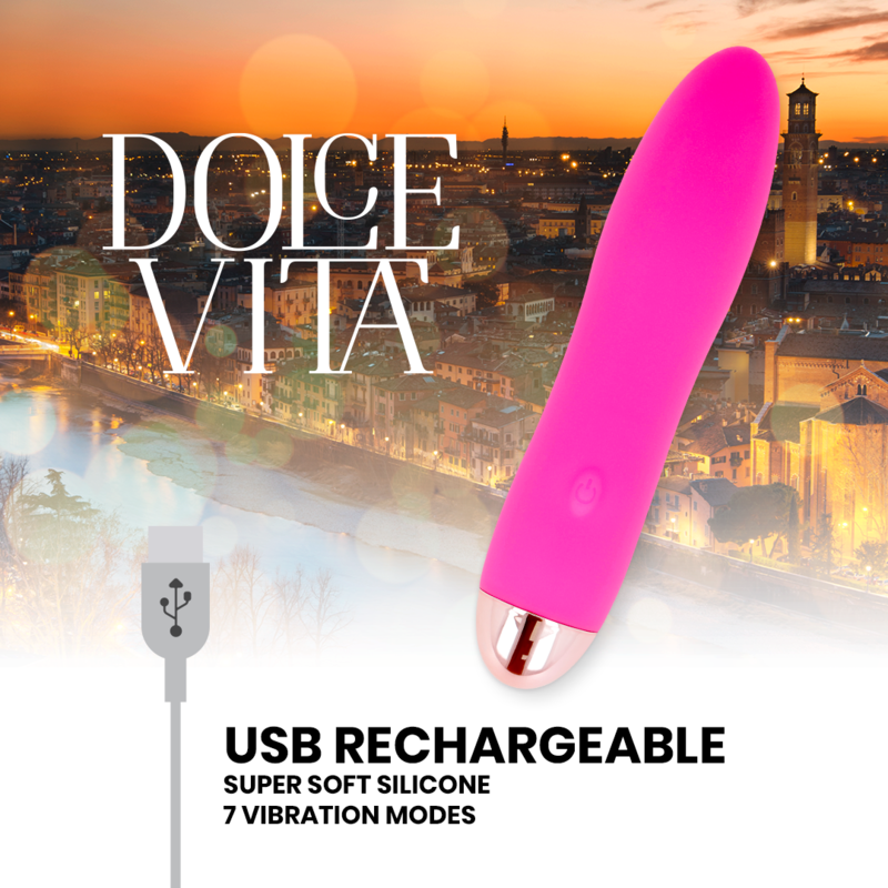 VIBRATORE RICARICABILE DOLCE VITA QUATTRO ROSA 7 VELOCITÀ  