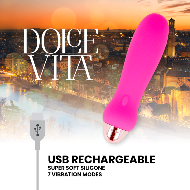 VIBRATORE RICARICABILE DOLCE VITA CINQUE ROSA 7 VELOCITÀ  