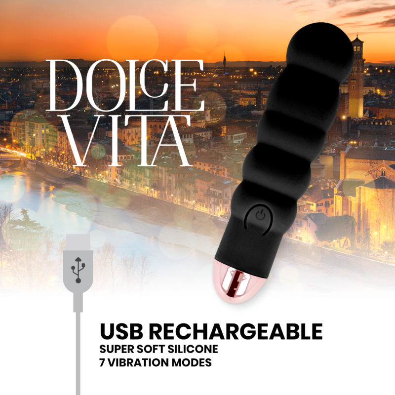 VIBRATORE RICARICABILE DOLCE VITA SEI NERO 7 VELOCITÀ  