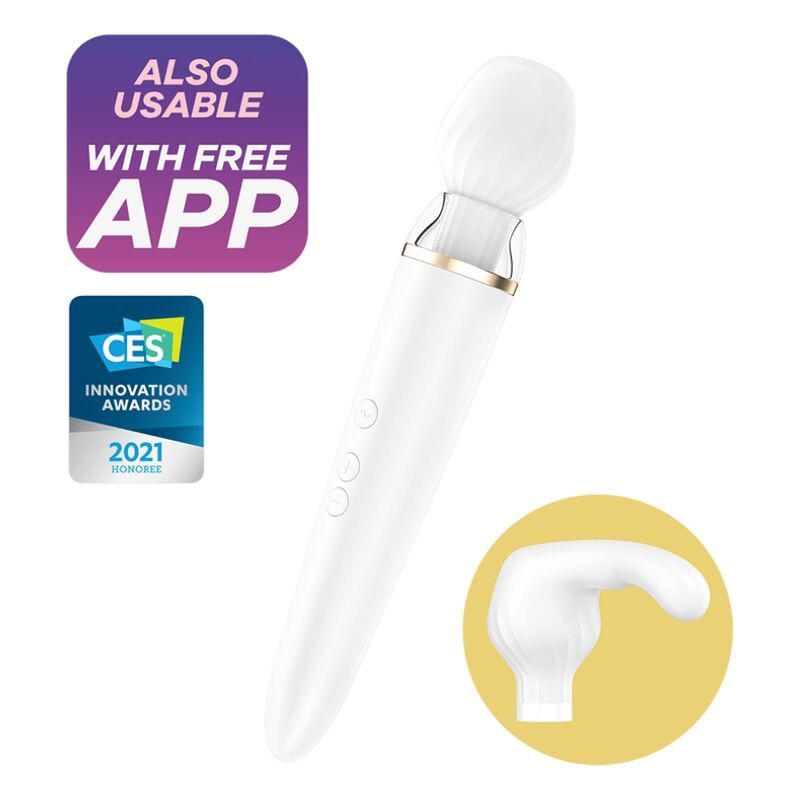 SATISFYER DOUBLE WAND-ER APP - WHITE  