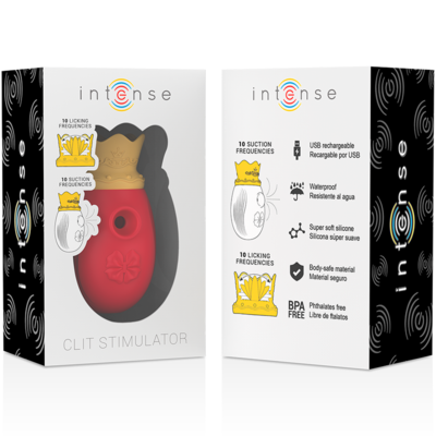 STIMOLATORE INTENSO DEL CLIT 10 FREQUENZE DI LECCATA E ASPIRAZIONE - RED 