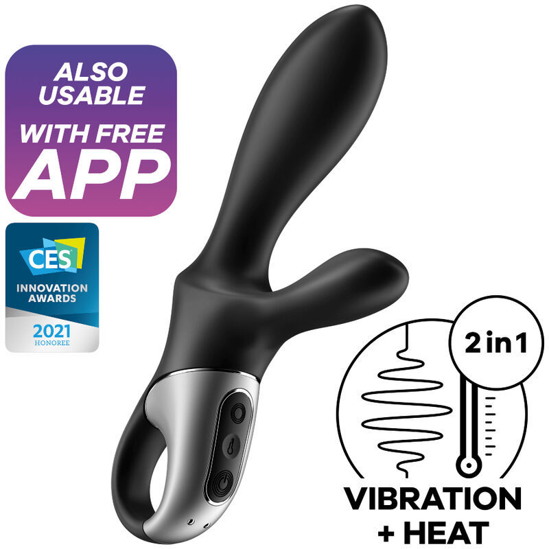 SATISFYER HEAT CLIMAX + ANAL VIBRATOR APP - BLACK  