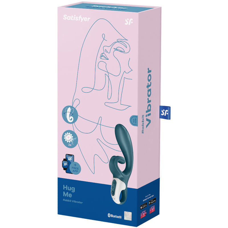 SATISFYER HUG ME RABBIT VIBRATOR APP - BLUE  