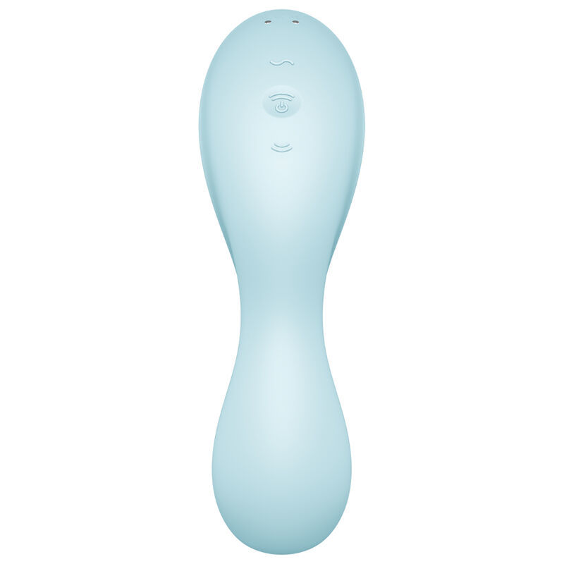 SATISFYER CURVY TRINITY 5 AIR PULSE STIMULATOR & VIBRATOR APP - BLUE  