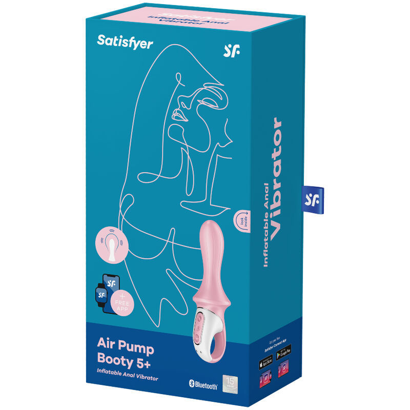 SATISFYER AIR PUMP BOOTY 5+ VIBRATORE ANALE GONFIABILE - ROSA  