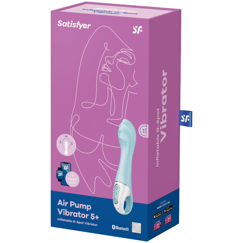 SATISFYER AIR PUMP VIBRATOR 5+ INFLATABLE G-SPOT VIBRATOR APP - BLUE  