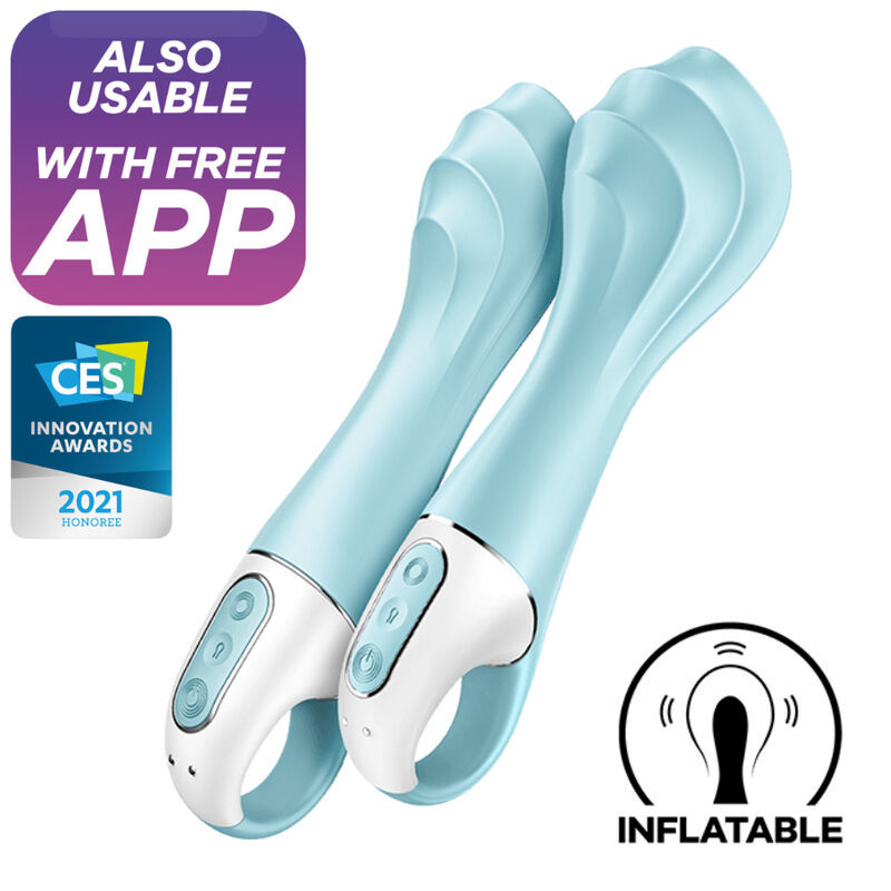 SATISFYER AIR PUMP VIBRATOR 5+ INFLATABLE G-SPOT VIBRATOR APP - BLUE  