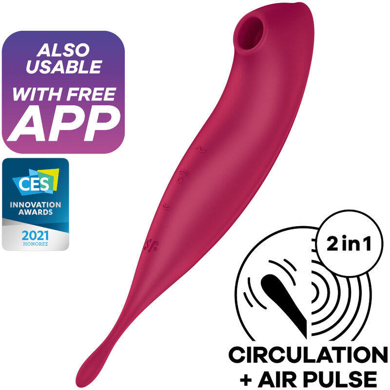 SATISFYER TWIRLING PRO+ AIR PULSE STIMULATOR & VIBRATOR APP - RED  