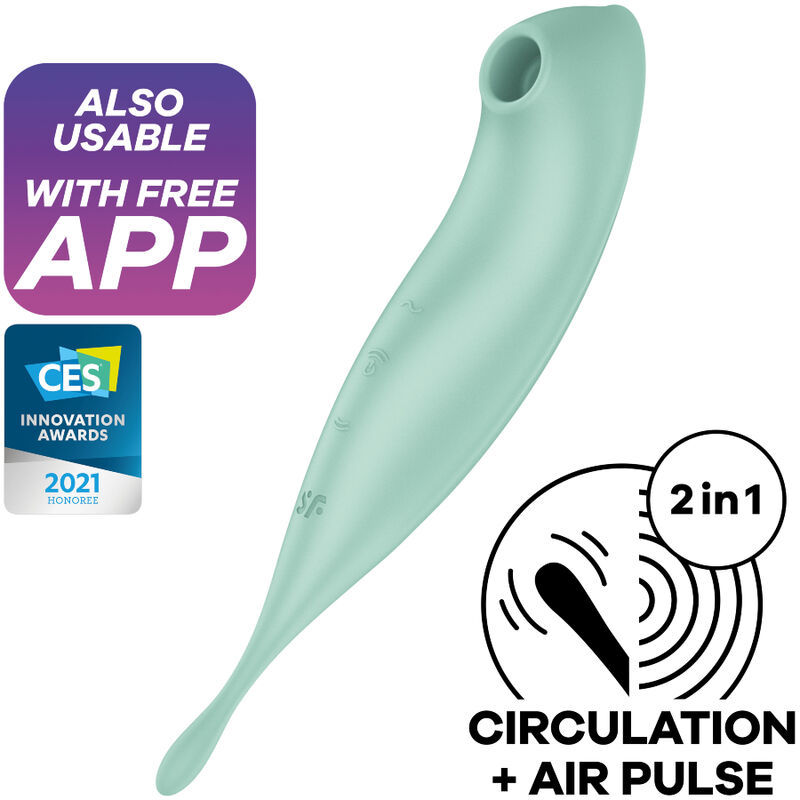 SATISFYER TWIRLING PRO+ STIMOLATORE DI IMPULSI D''ARIA E VIBRATORE APP - VERDE  