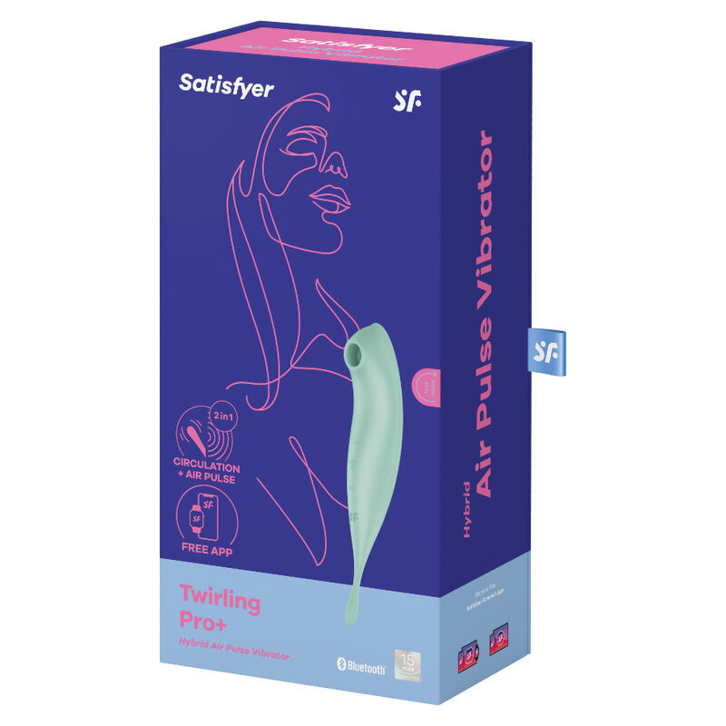 SATISFYER TWIRLING PRO+ STIMOLATORE DI IMPULSI D''ARIA E VIBRATORE APP - VERDE  