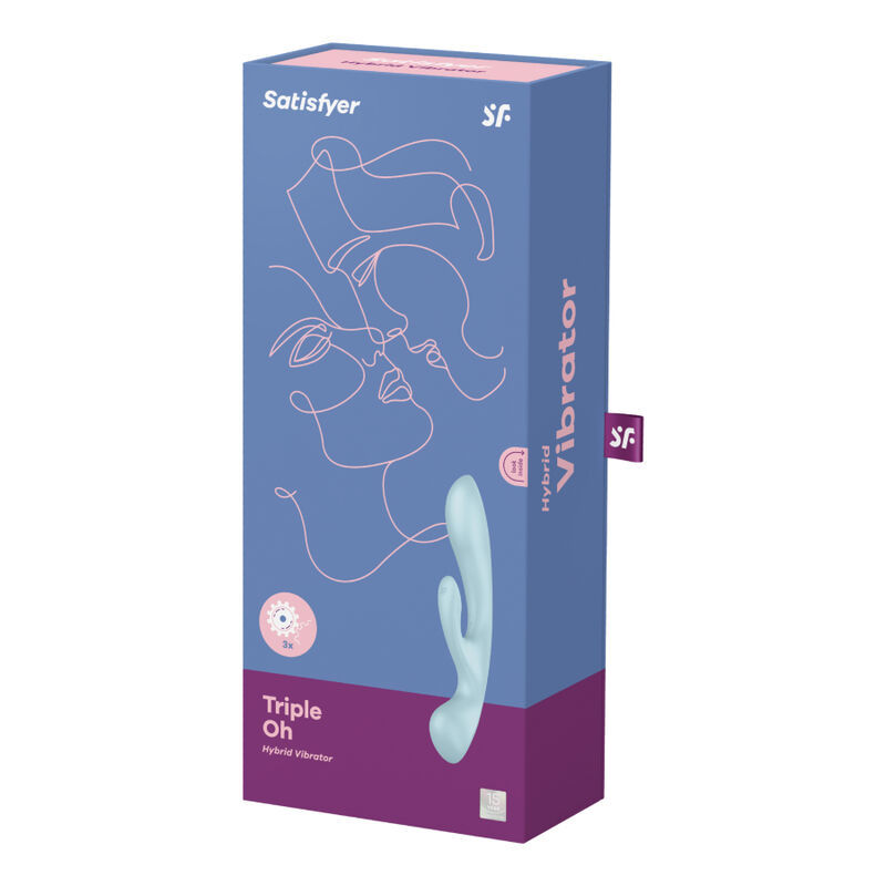 SATISFYER TRIPLE OH VIBRAZIONE IBRIDA - BLU  