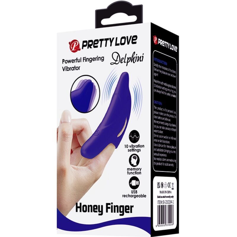 PRETTY LOVE - DELPHINI POTENTE STIMOLATORE DI DITA BLU SCURO  