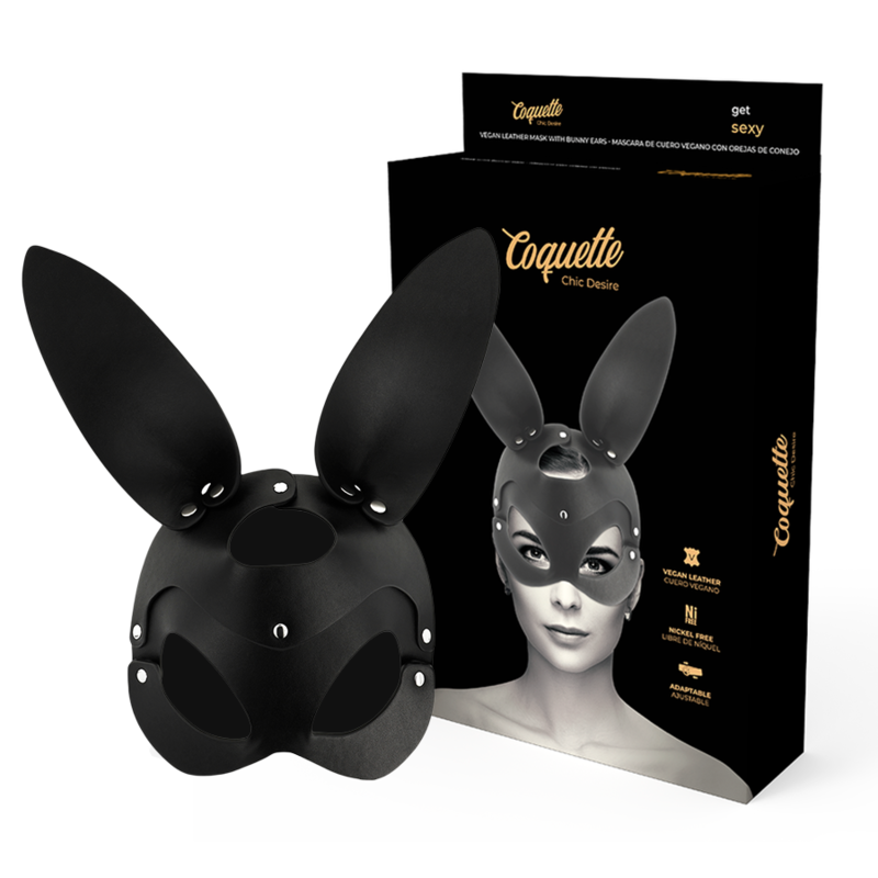 MASCHERA COQUETTE CHIC DESIRE VEGAN IN PELLE CON ORECCHIE DA CONIGLIO  