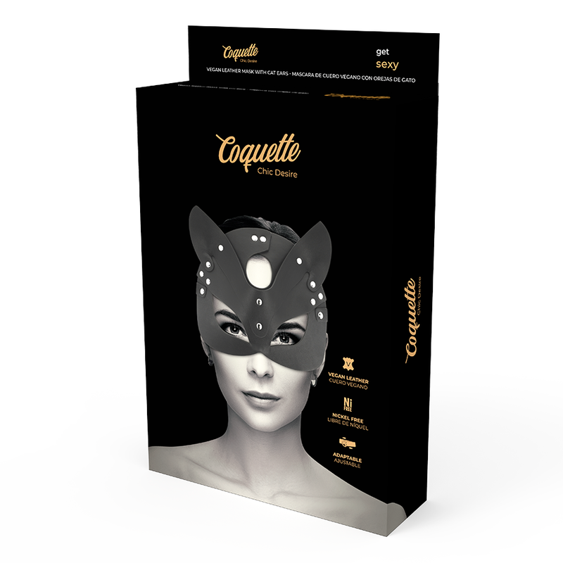 COQUETTE CHIC DESIRE MASCHERA IN PELLE VEGANA CON ORECCHIE DI GATTO  