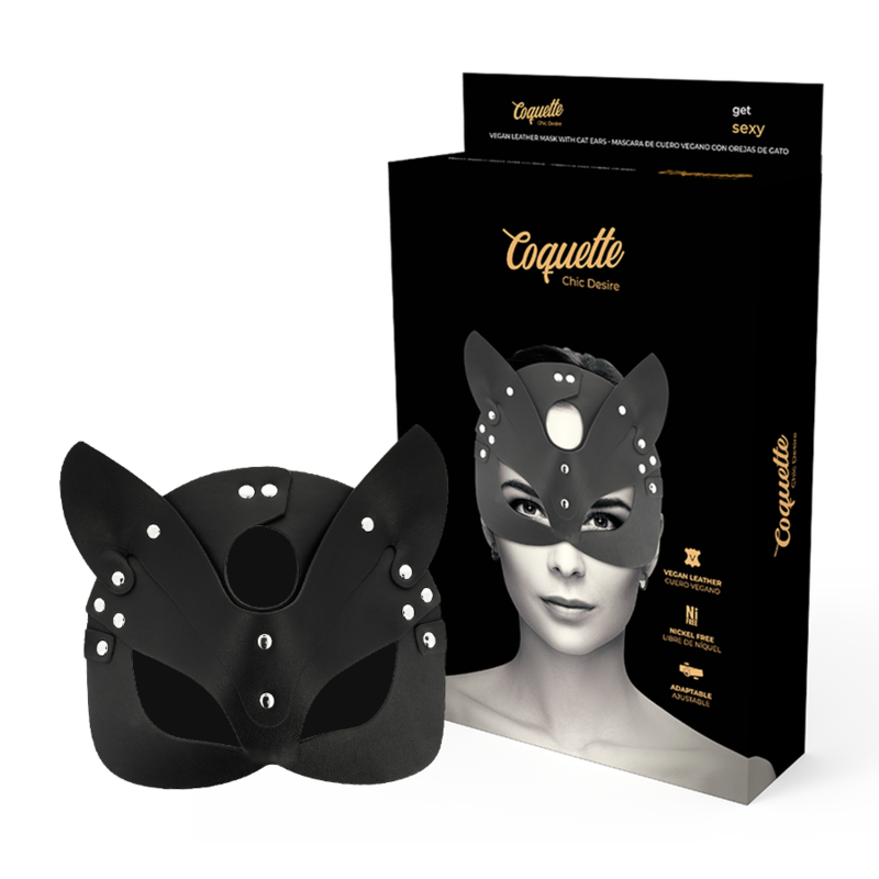 COQUETTE CHIC DESIRE MASCHERA IN PELLE VEGANA CON ORECCHIE DI GATTO  