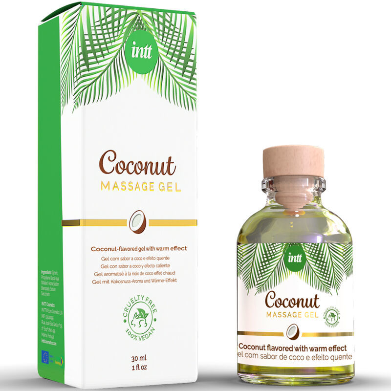 INTT - GEL DA MASSAGGIO VEGANO AL GUSTO DI COCCO ED EFFETTO RISCALDANTE  