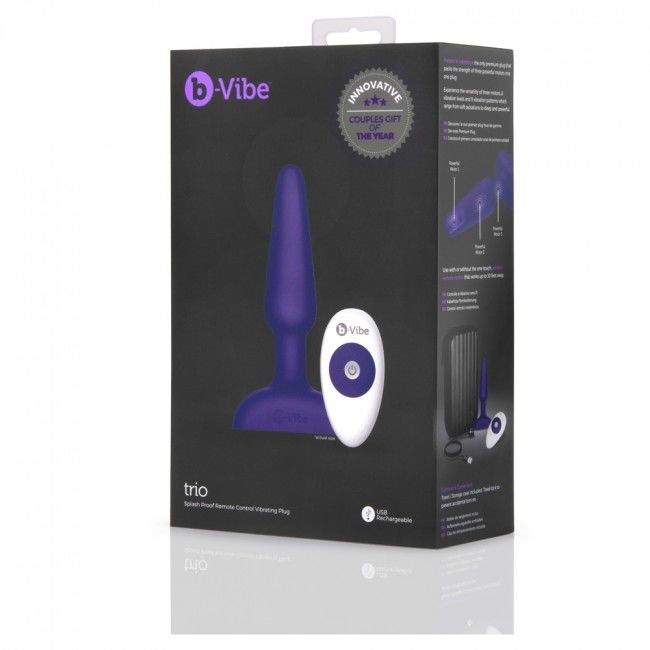 B-VIBE TRIO CONTROL REMOTO PLUG ANAL LILA  