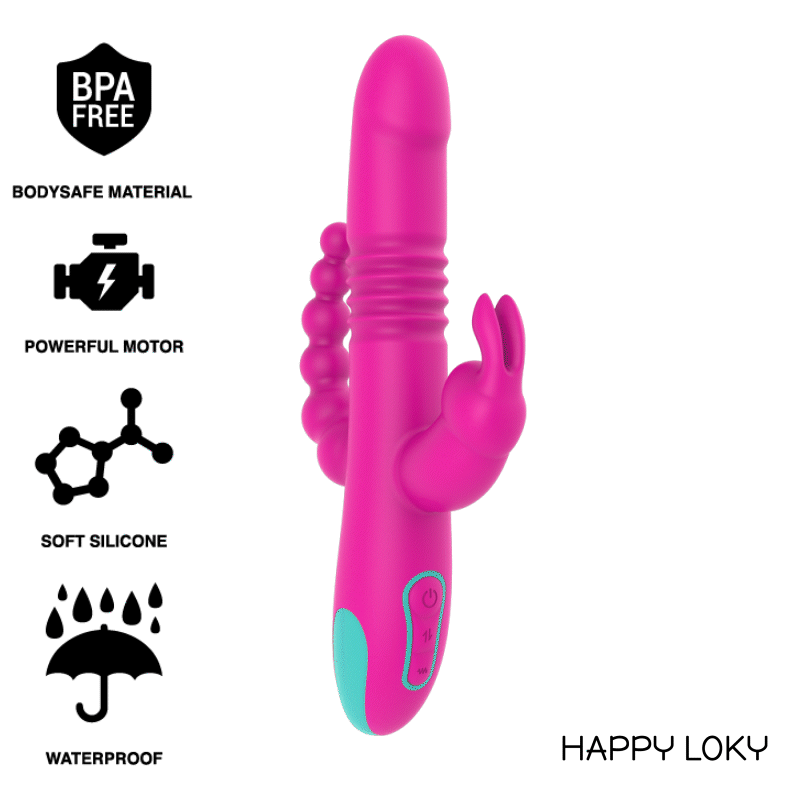 TRIPLA STIMOLAZIONE HAPPY LOKY DONALD: COMPATIBILE CON LA TECNOLOGIA WIRELESS ANALE, G-SPOT E CLITORIDEA WATCHME